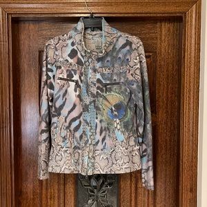 So Beautiful!  So Soft! Alberto Makali Jacket: Peacocks, Pythons, Studs, Zippers